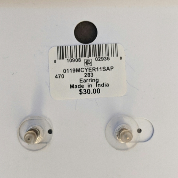 Sapphire blue rhinestone earrings - Picture 2 of 3